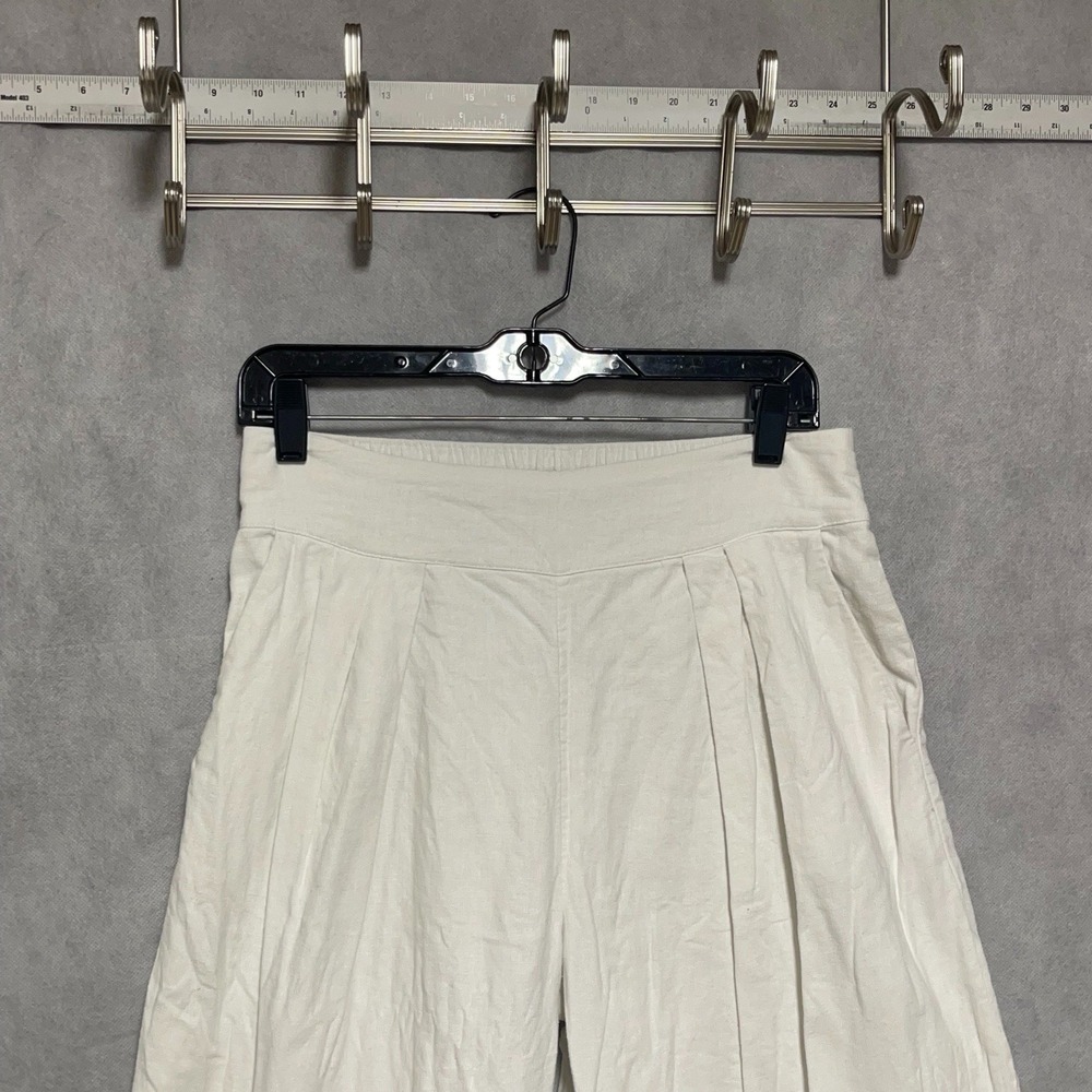 Abercrombie & Fitch Pants Women S Tan Pull On Linen Blnd Wide Leg Pleated Casual